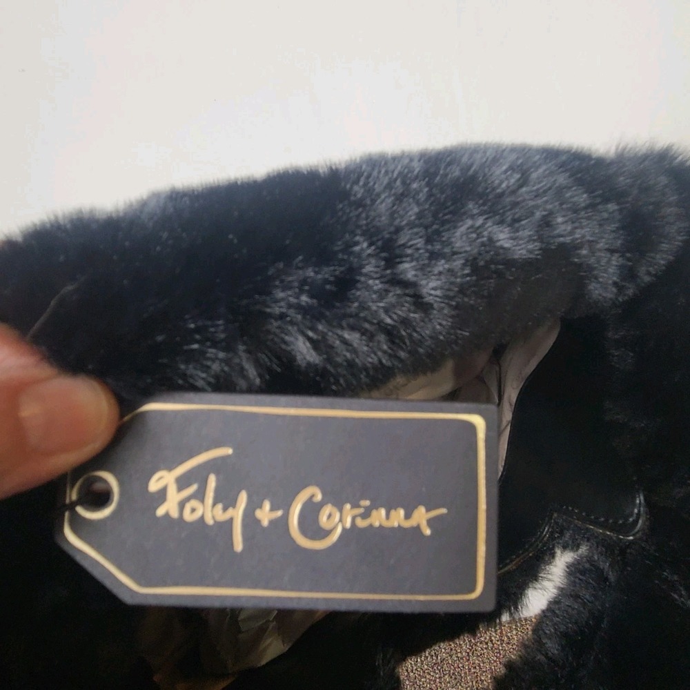 NWT Foley-Corinna Hygge Tower Faux Fur Black Handbag With Shoulder Strap Purse - Picture 6 of 7